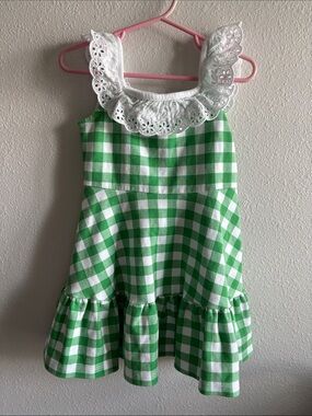 Toddler Girl’s Janie and Jack Gingham Eyelet Ruffle Dress, 3